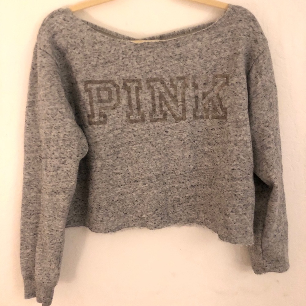 Pink VS sweatshirt with crisscrossing back